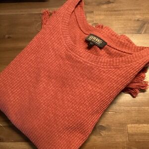 SHYANNE Women's Rust Crop Open Back Knit Fringe Tassel Sweater Top Size‎ L